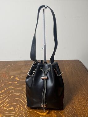 Dooney & Bourke Black Vintage All Weather Leather Drawstring Shoulder Bag